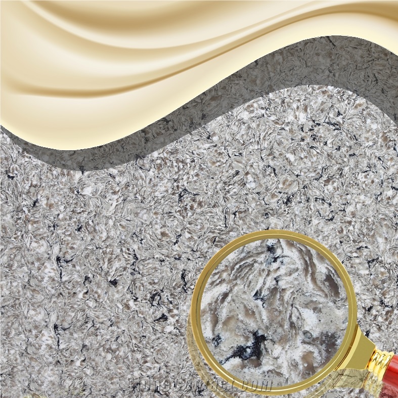 Jw Vortex-Non Porous Artificial Quartz Stone Slab for Wash Basin and Bath Top