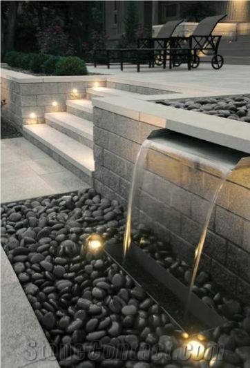 Black Pebple Stone, Polished