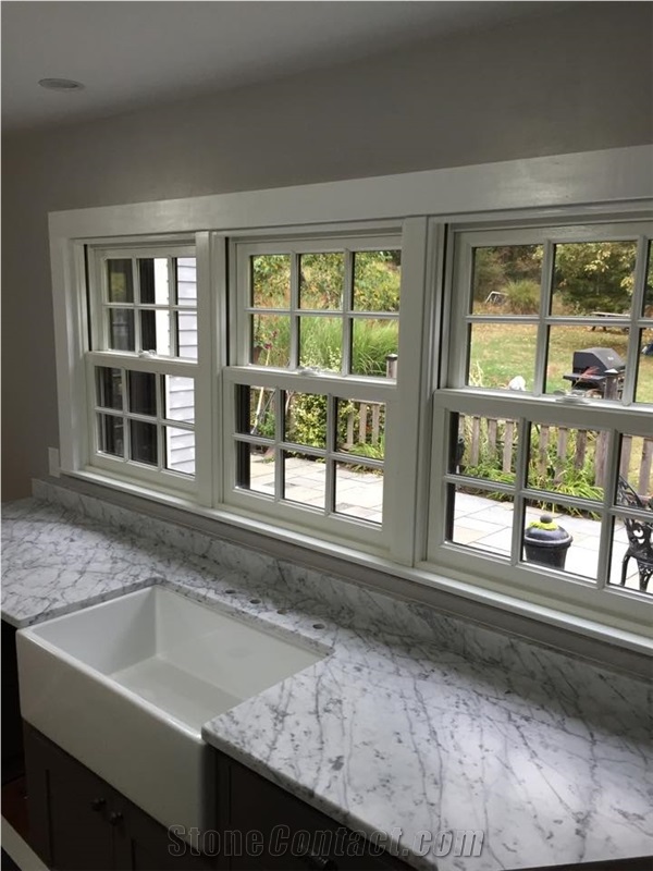 Statuario Carrara Marble Perimeter Kitchen Bench Top