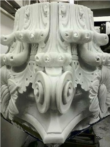 Corinthian Capitals Carved in Bianco P Marble