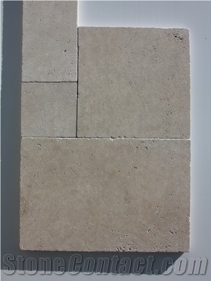 Travertine Bianco Platinum Tumbled French Pattern Paver