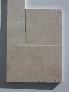 Travertine Bianco Platinum Tumbled French Pattern Paver