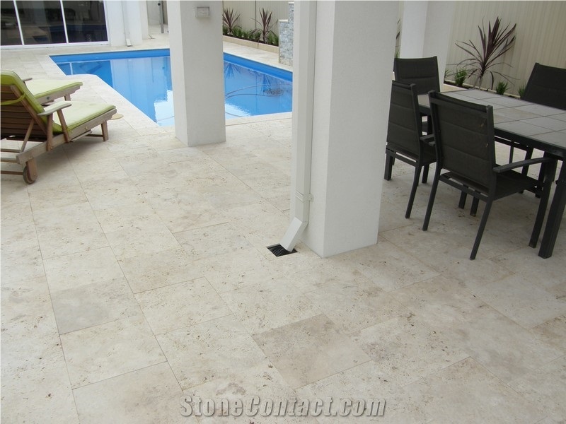 Travertine Bianco Platinum Tumbled French Pattern Paver