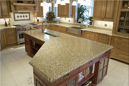 New Venetian Gold Kitchen Island Top, Large Bevel
