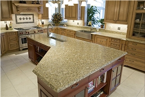 New Venetian Gold Kitchen Island Top, Large Bevel