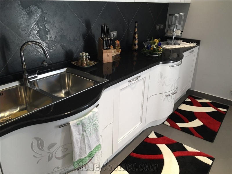 Star Black Quartz Kitchen Counter Top