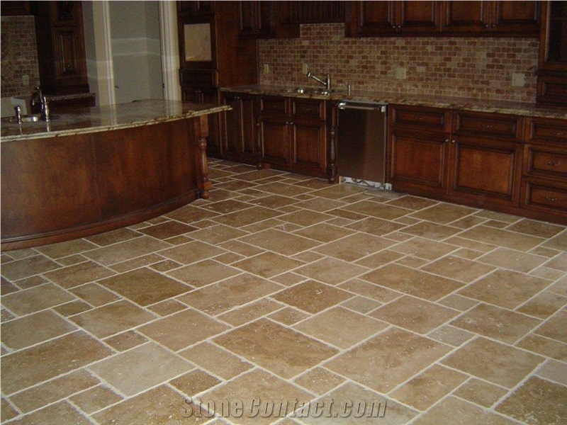 Walnut Travertine Brushed&Chiseled Versailles Pattern
