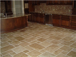Walnut Travertine Brushed&Chiseled Versailles Pattern