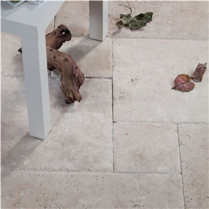 Classic Cross Cut Brushed & Chiseled Travertine French Pattern Set 1.2 cm