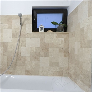 Classic Cross Cut Brushed Travertine Mini French Pattern Set 1 cm