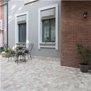 Classic Cross Cut Travertine Tumbled Cobblestone 10 X 10 X 3.2 cm (Pavers)