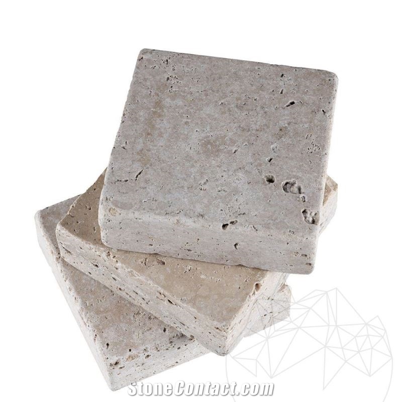 Classic Cross Cut Travertine Tumbled Cobblestone 10 X 10 X 3.2 cm (Pavers)