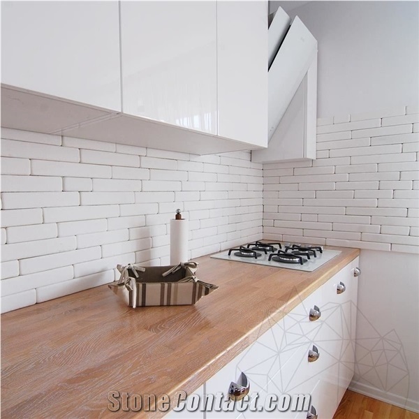 Fileti Tumbled Thassos Marble Tiles 5 cm X Fl X 1.3 cm
