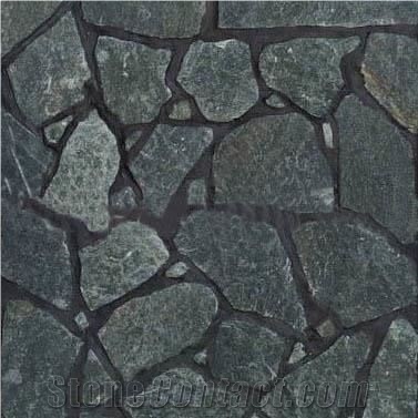 Green Laguna Polygonal Slate Flagstone Wall