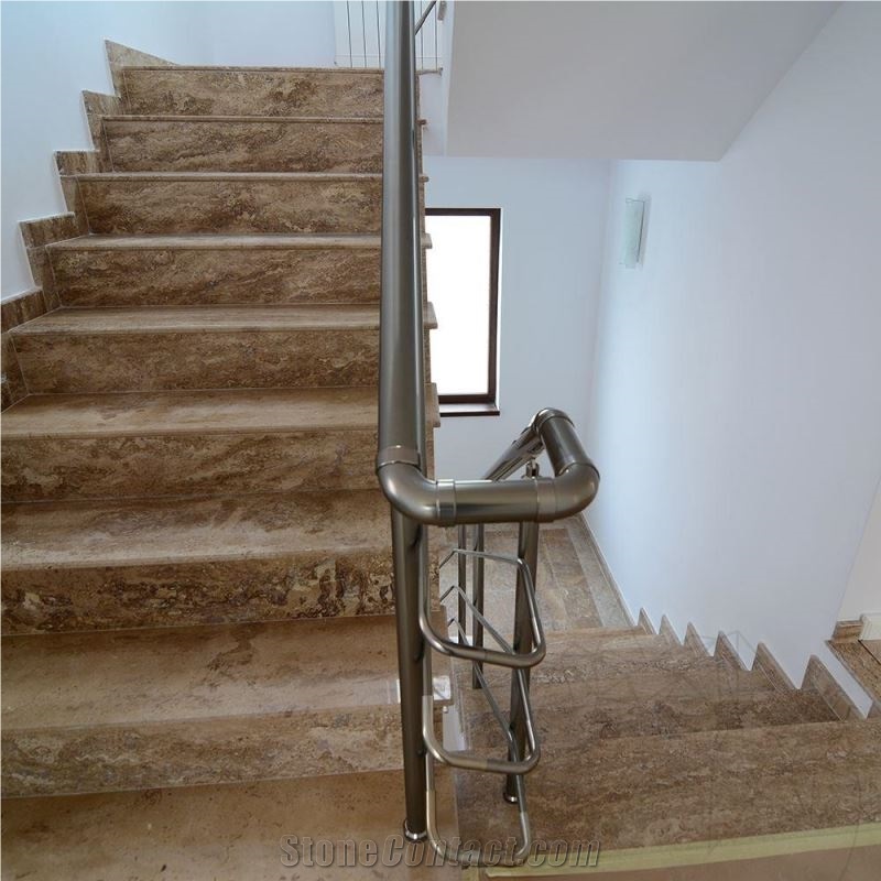 Noce Travertine Staircase