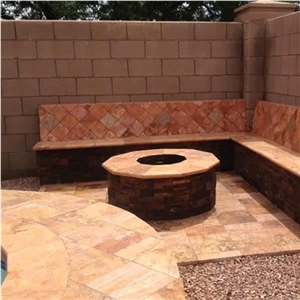 Peach Cross Cut Tumbled Travertine, 15 X 15 X 3 cm