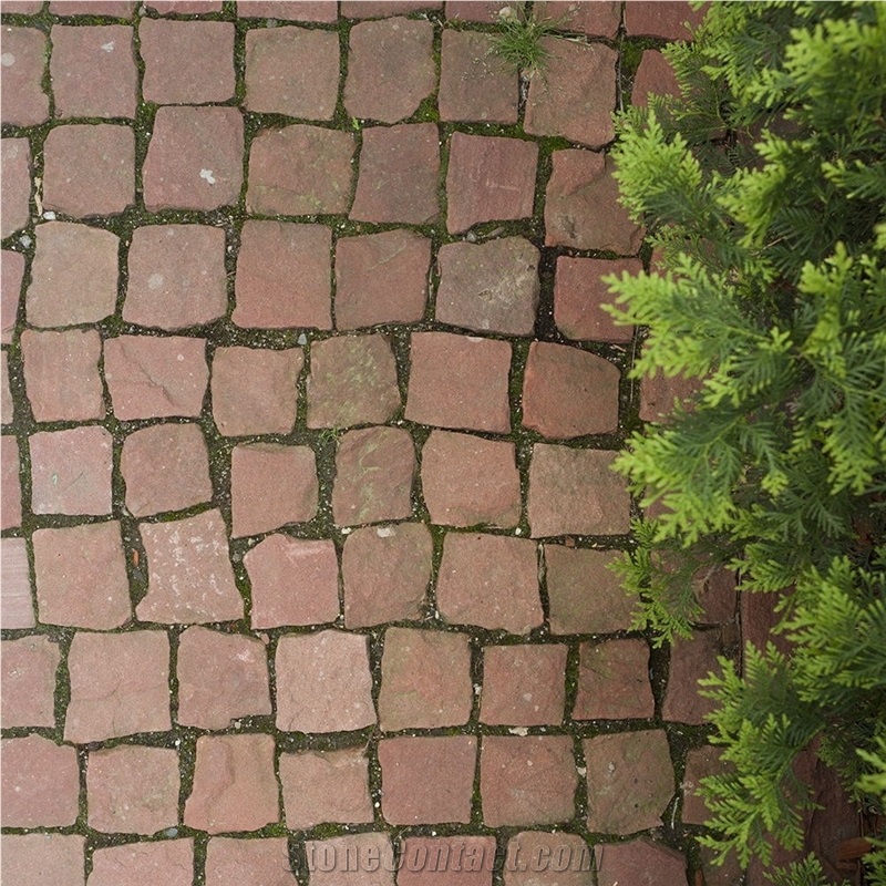 Red Vidin Sandstone Splitface Cobblestone