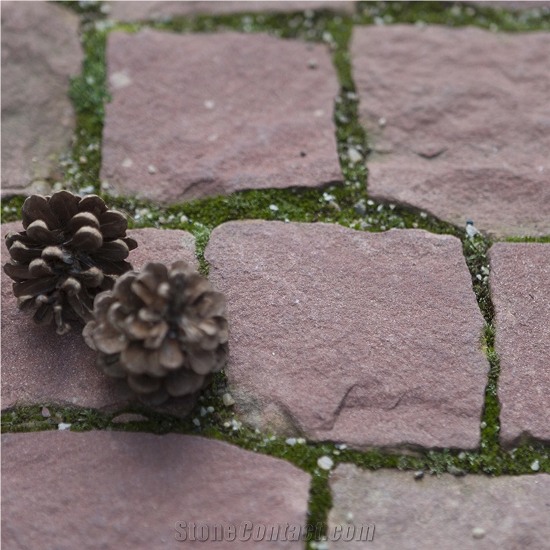 Red Vidin Sandstone Splitface Cobblestone
