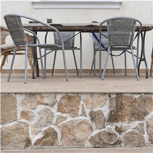 Rustic Brown Polygonal Limestone Masonry Wall