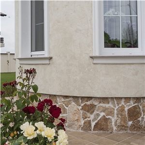 Rustic Brown Polygonal Limestone Masonry Wall
