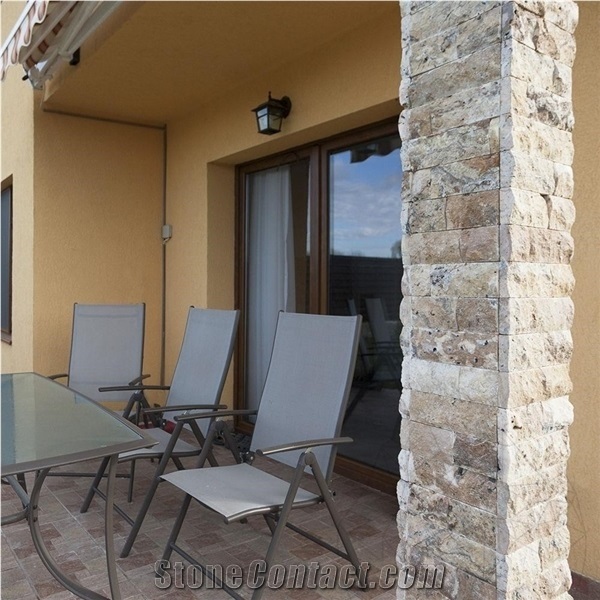 Scabas Splitface Travertine Cultured Stone Wall Cladding 5 cm X Fl X 2.2 cm