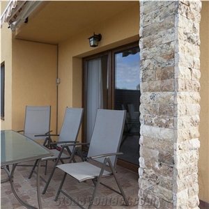 Scabas Splitface Travertine Cultured Stone Wall Cladding 5 cm X Fl X 2.2 cm