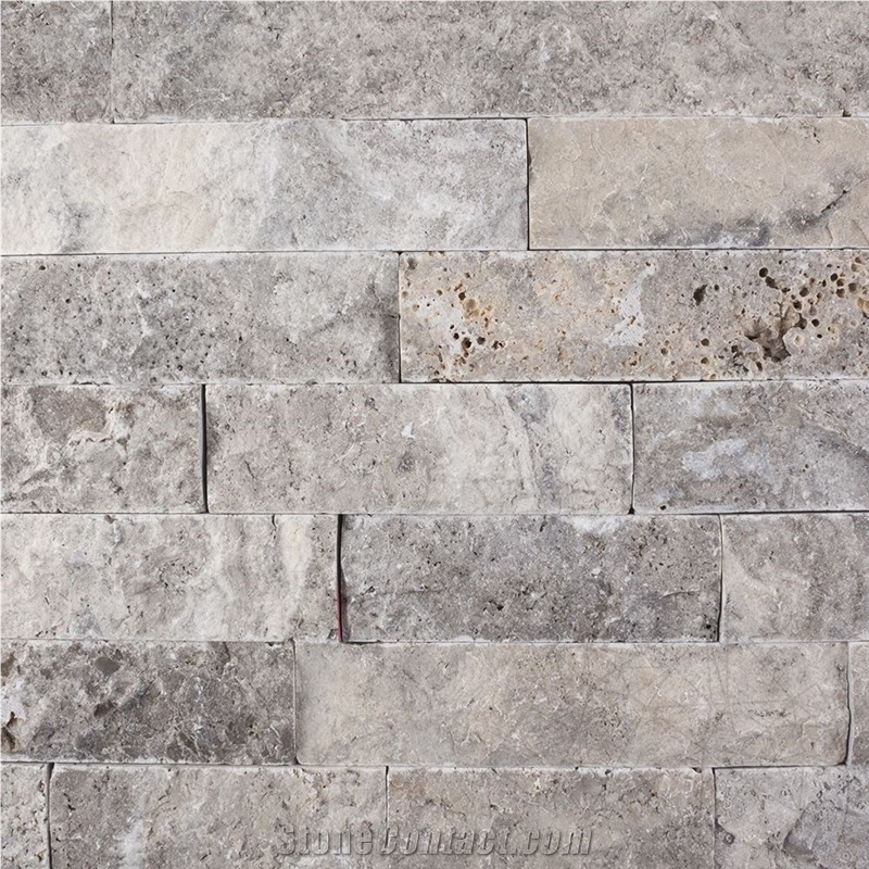 Silver Splitface Travertine Cultured Stone Stone Wall Decor Tiles 5 cm X Fl X 2.2 cm