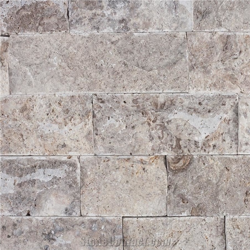 Silver Splitface Travertine Wall Cladding 7.5 cm X Fl X 2.2 cm