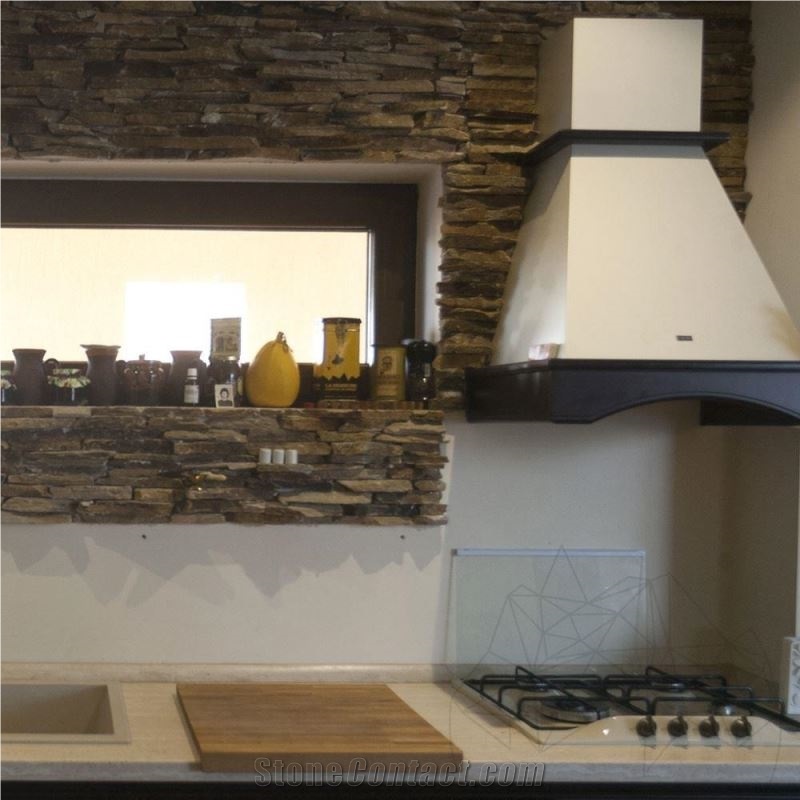 Slate Rhodos Strips (Pallet) Slabs & Tiles, Romania Brown Slate