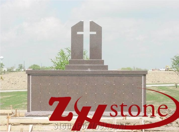 Cheap Price 48 Crypts Cross Style Pink Porrino Granite Cremation Columbarium/ Columbarium/ Cemetery Crypts/ Cemetery Columbarium/ Mausoleum Crypts