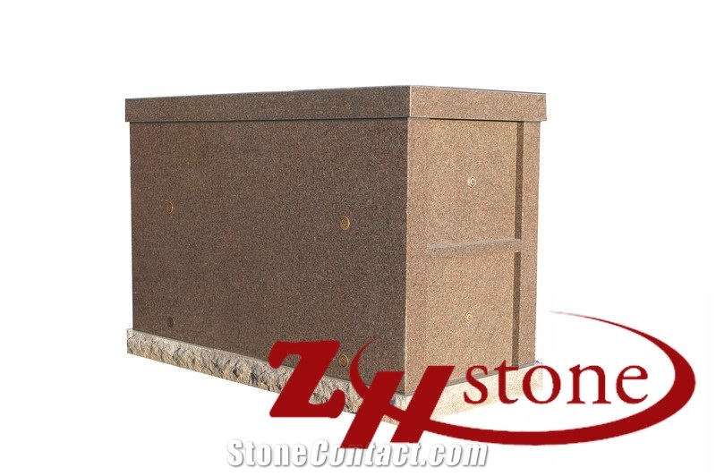 Cheap Price Simple Flat Dakota Mahogany Granite Mausoleums/ Columbarium/ Cemetery Mausoleum/ Mausoleum Design/ Mausoleum Crypts