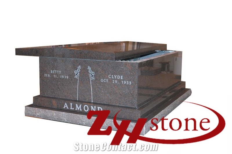 Cheap Price Simple Flat Dakota Mahogany Granite Mausoleums/ Columbarium/ Cemetery Mausoleum/ Mausoleum Design/ Mausoleum Crypts