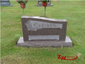 Good Quality Oval Top Tianshan Red Granite Tombstone Design/ Western Style Monuments/ Upright Monuments/ Monument Design/ Western Style Tombstones