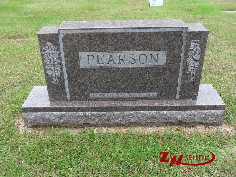 Good Quality Oval Top Tianshan Red Granite Tombstone Design/ Western Style Monuments/ Upright Monuments/ Monument Design/ Western Style Tombstones