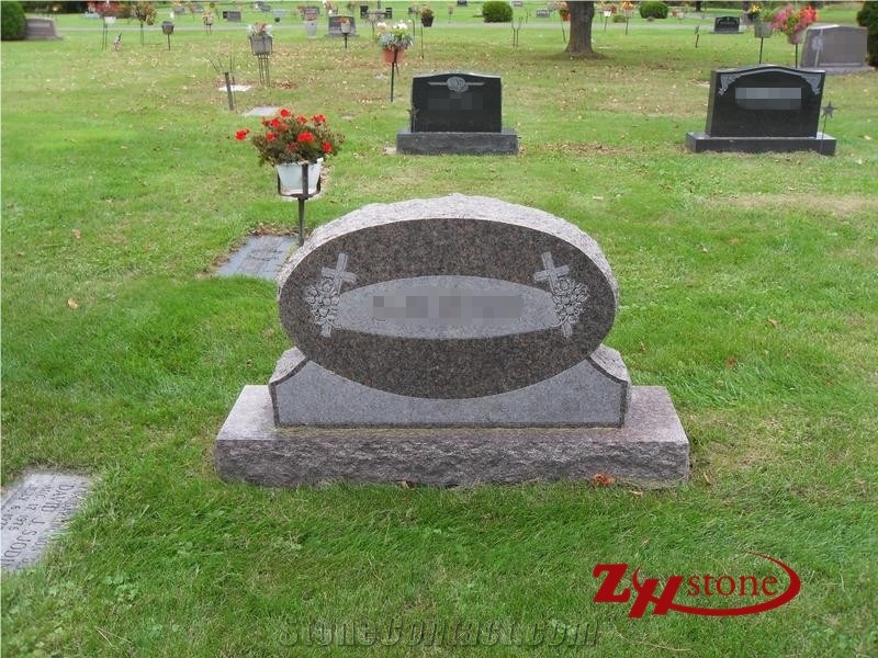 Good Quality Polished Oval Top Cafe Imperial Granite Upright Monuments/ Headstones/ Monument Design/ Western Style Tombstones/ Single Monuments