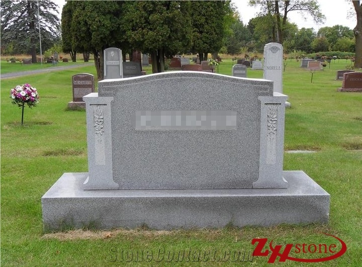 Good Quality Polished Serp Top with Columns G603/ Sliver Gray/ Sesame White Granite Western Style Monuments/ Upright Monuments/ Headstones/ Gravestone/ Custom Monuments