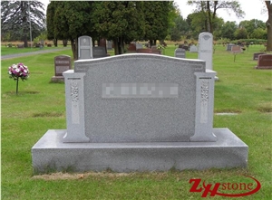 Good Quality Polished Serp Top with Columns G603/ Sliver Gray/ Sesame White Granite Western Style Monuments/ Upright Monuments/ Headstones/ Gravestone/ Custom Monuments