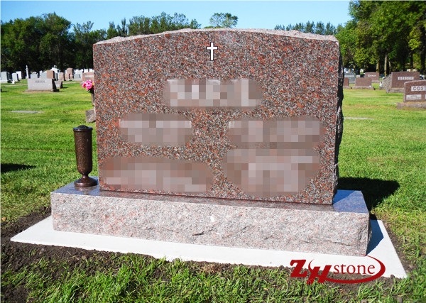 Good Quality Polished Traditional Serp Top Dakota Mahogany/ American Mahogany Granite Western Style Monuments/ Upright Monuments/ Headstones/ Monument Design/ Western Style Tombstones