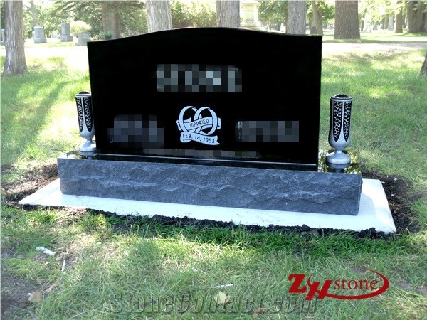 Good Quality Polished Traditional Serp Top Dakota Mahogany/ American Mahogany Granite Western Style Monuments/ Upright Monuments/ Headstones/ Monument Design/ Western Style Tombstones