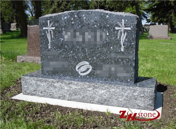 Good Quality Polished Traditional Serp Top Dakota Mahogany/ American Mahogany Granite Western Style Monuments/ Upright Monuments/ Headstones/ Monument Design/ Western Style Tombstones