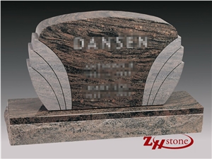 Good Quality Polished Traditional Serp Top Indian Red/ Imperial Red Granite Upright Monuments/ Headstones/ Monument Design/ Single Monuments/ Western Style Tombstones