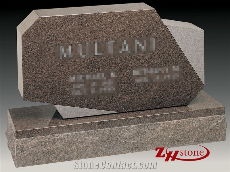 Good Quality Polished Traditional Serp Top Indian Red/ Imperial Red Granite Upright Monuments/ Headstones/ Monument Design/ Single Monuments/ Western Style Tombstones