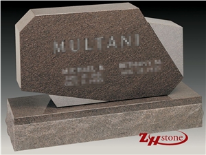 Good Quality Polished Traditional Serp Top Indian Red/ Imperial Red Granite Upright Monuments/ Headstones/ Monument Design/ Single Monuments/ Western Style Tombstones