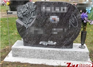 Good Quality Rose Engraving Upright Bahama Blue/ Vizag Blue Granite Tombstone Design/ Western Style Monuments/ Upright Monuments/ Headstones/ Monument Design