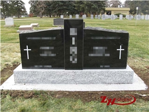 Good Quality Rose Engraving Upright Bahama Blue/ Vizag Blue Granite Tombstone Design/ Western Style Monuments/ Upright Monuments/ Headstones/ Monument Design