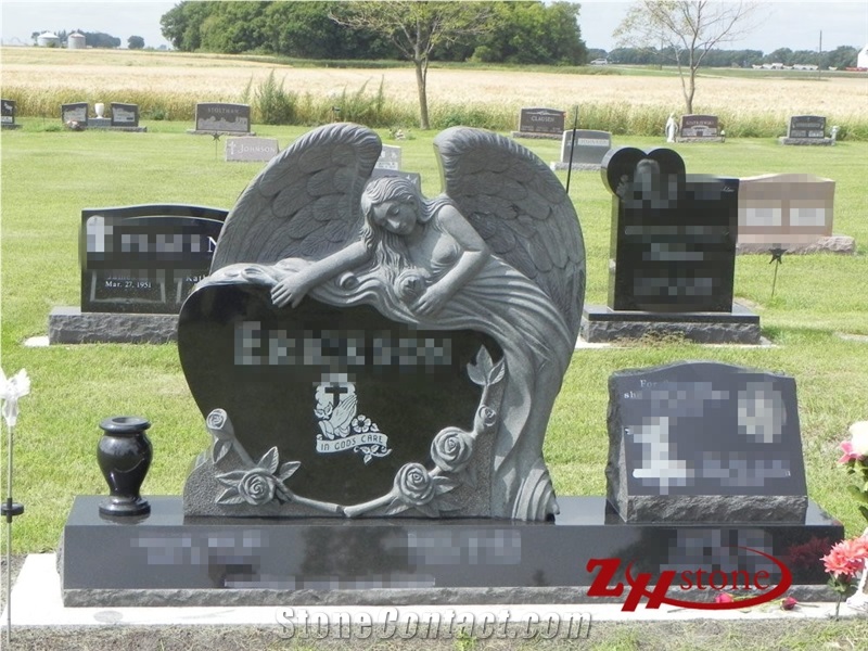 Good Quality Rose Engraving Upright Bahama Blue/ Vizag Blue Granite Tombstone Design/ Western Style Monuments/ Upright Monuments/ Headstones/ Monument Design