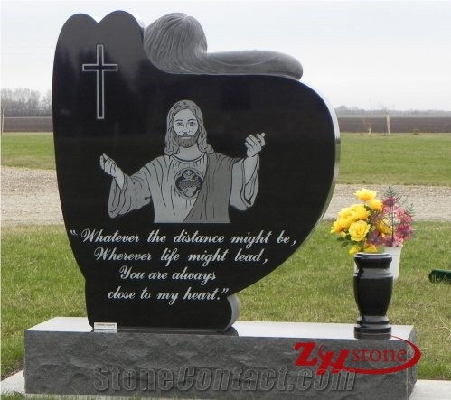 Good Quality Rose Engraving Upright Bahama Blue/ Vizag Blue Granite Tombstone Design/ Western Style Monuments/ Upright Monuments/ Headstones/ Monument Design