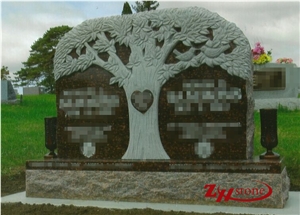 Good Quality Wave Edge Design with Cross Engraving Indian Red/ Imperial Red Granite Tombstone Design/ Western Style Monuments/ Upright Monuments/ Headstones/ Cross Tombstones