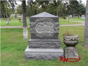 Good Quality Wave Edge Design with Cross Engraving Indian Red/ Imperial Red Granite Tombstone Design/ Western Style Monuments/ Upright Monuments/ Headstones/ Cross Tombstones
