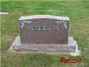 Good Quality Wave Edge Design with Cross Engraving Indian Red/ Imperial Red Granite Tombstone Design/ Western Style Monuments/ Upright Monuments/ Headstones/ Cross Tombstones